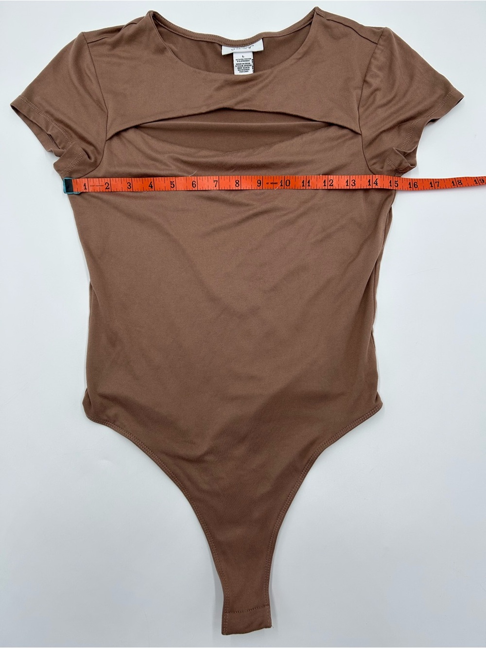 Brown Short Sleeve Women’s Bodysuit with Cutout L
